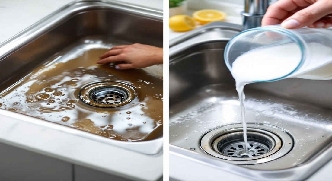 how to unclog grease in home kitchen sink
