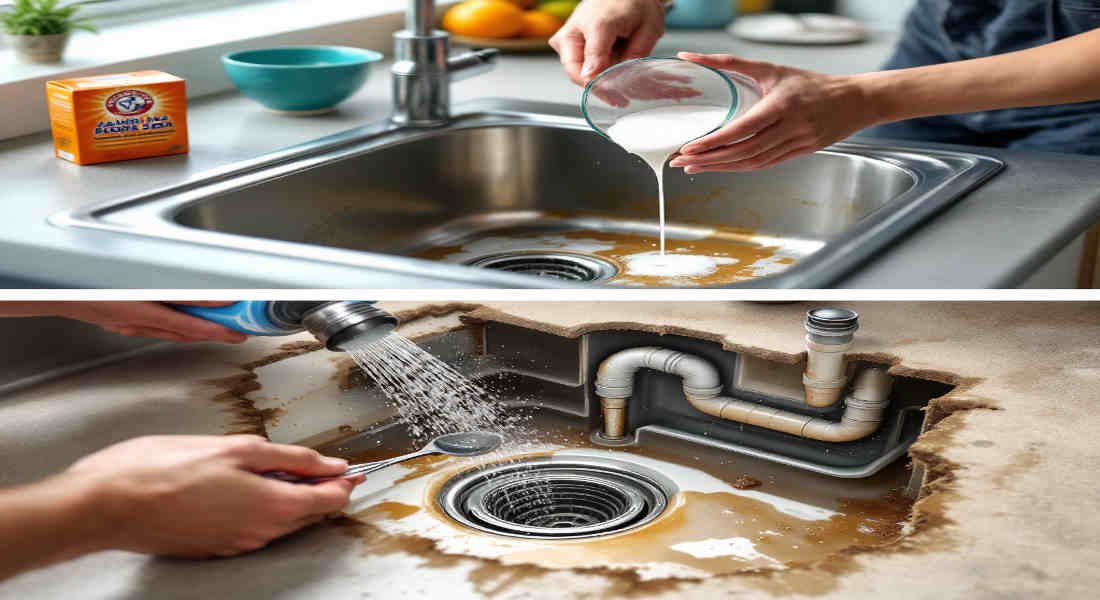 how to unclog grease in home kitchen sink