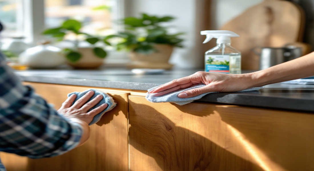 how do i clean sticky kitchen home cabinets