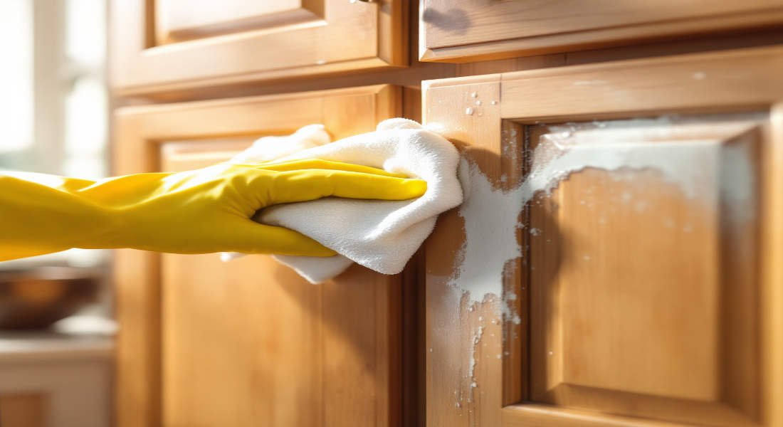 how do i clean sticky kitchen home cabinets