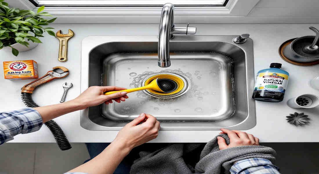how to fix backed up home kitchen sink