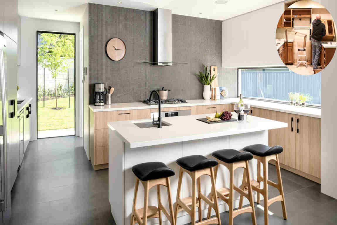 how to replace floor under home kitchen cabinets