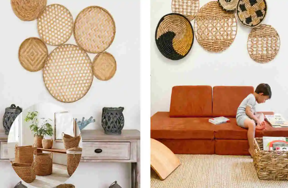 what interior design style uses water hyacinth woven baskets