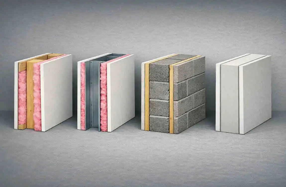 how thick are interior walls