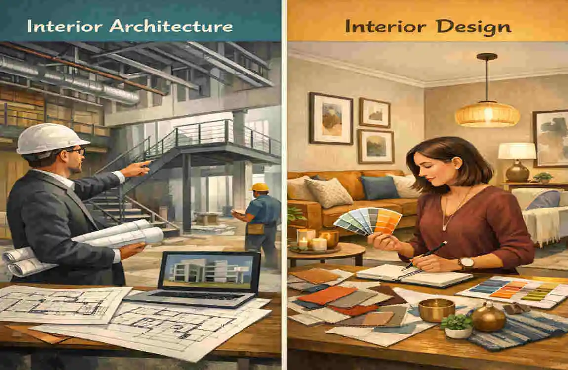 is interior architecture the same as interior design